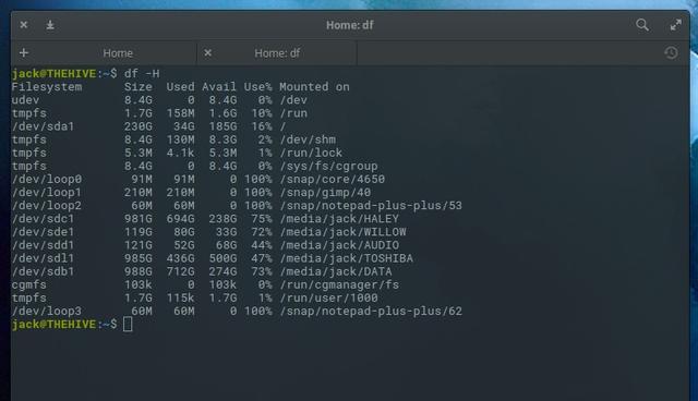 如何在Linux中使用df命令检查U盘空间?