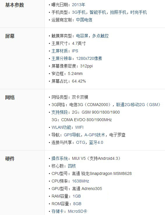 红米1s配置参数怎么样?红米1s配置参数值不值得买