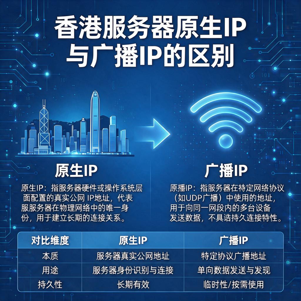 香港服务器原生IP和广播IP区别 第1张 香港服务器原生IP和广播IP区别 第1张