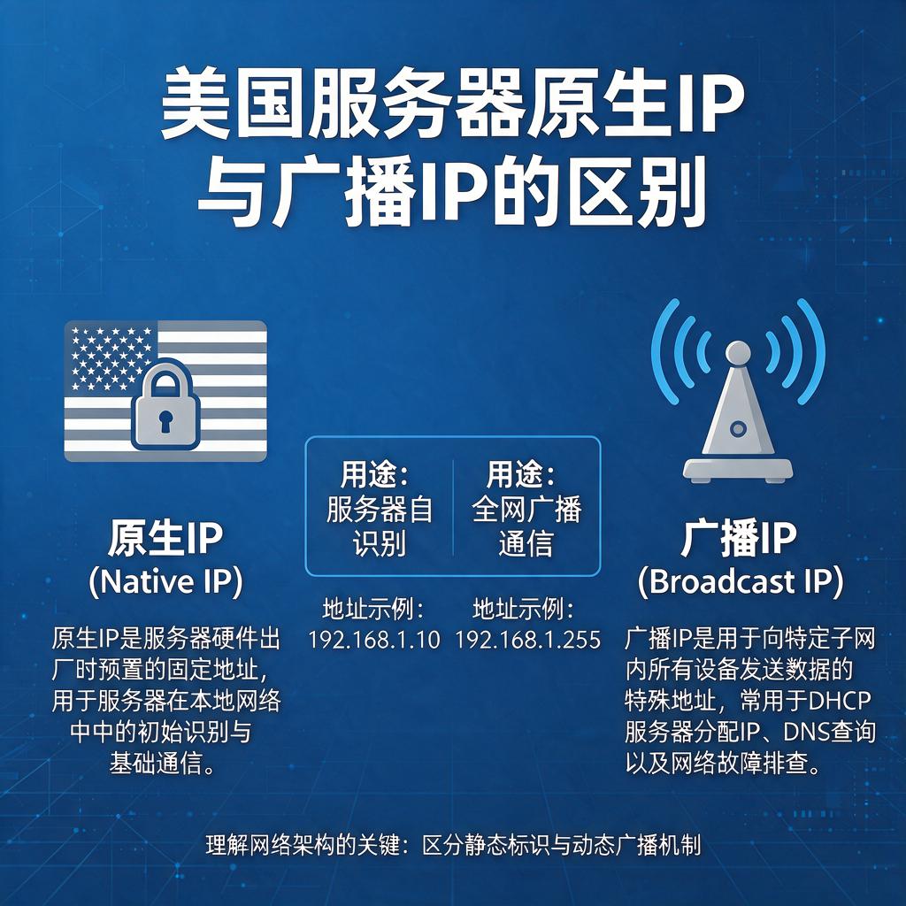 美国服务器原生IP和广播IP区别