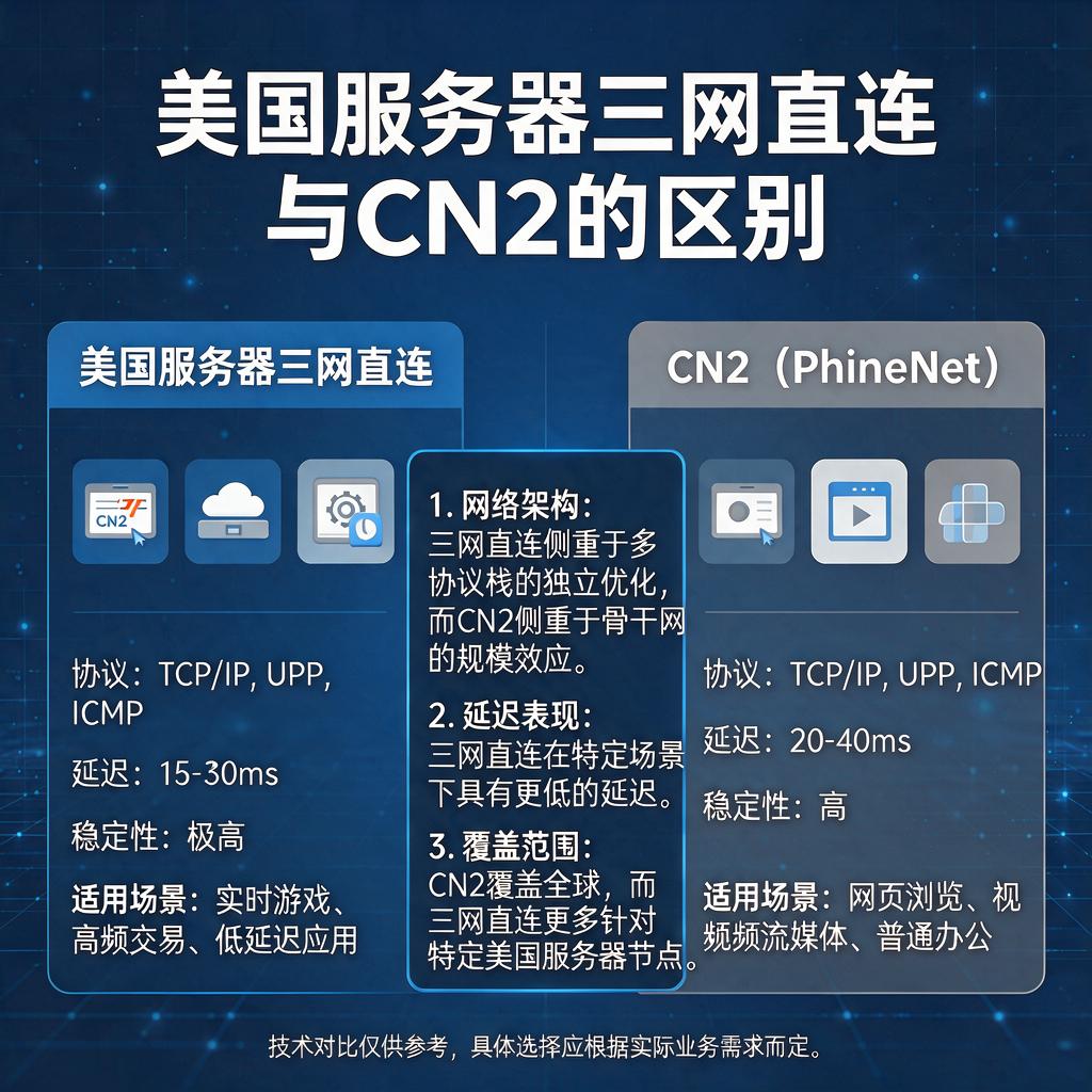 美国服务器三网直连和CN2区别