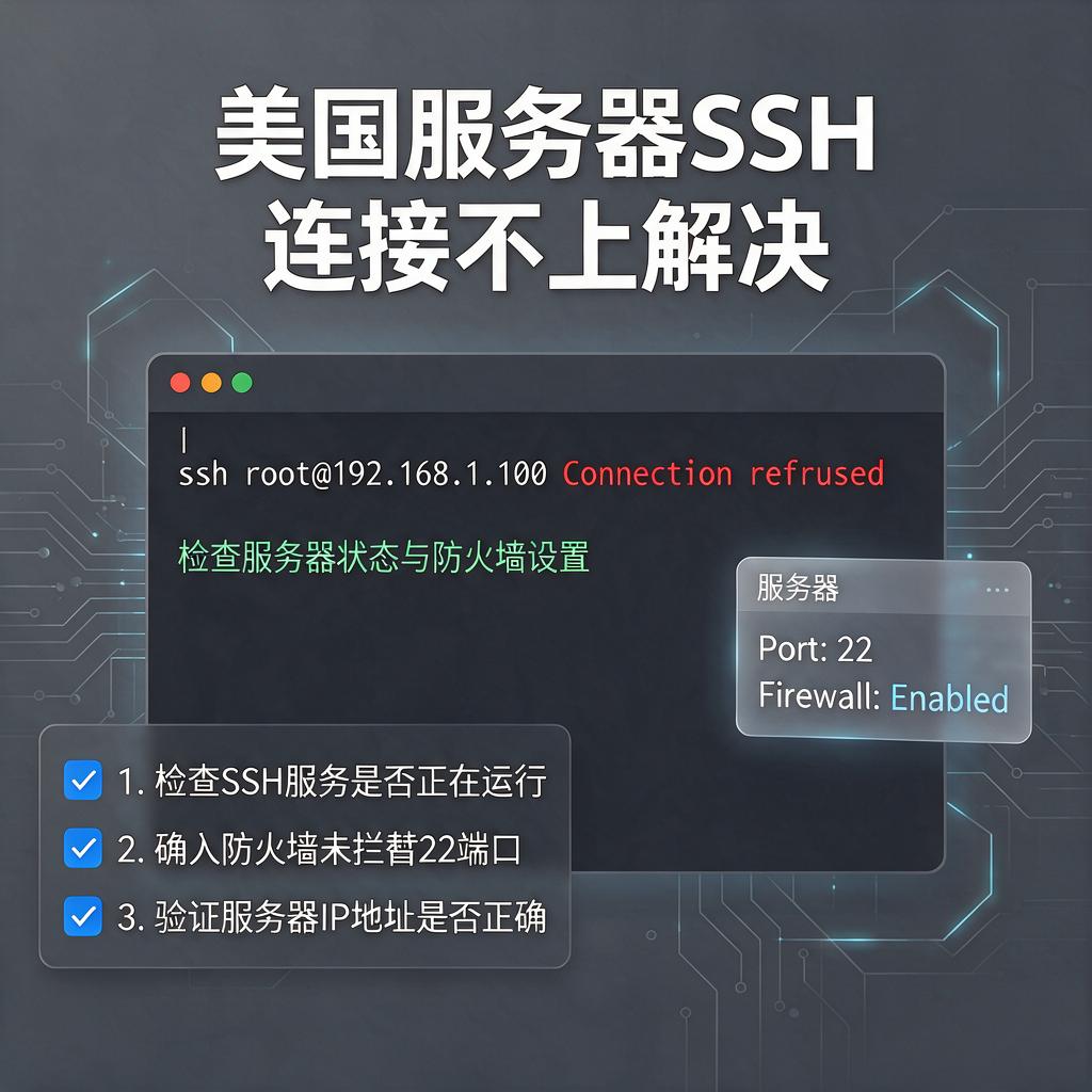 美国服务器SSH连接不上解决