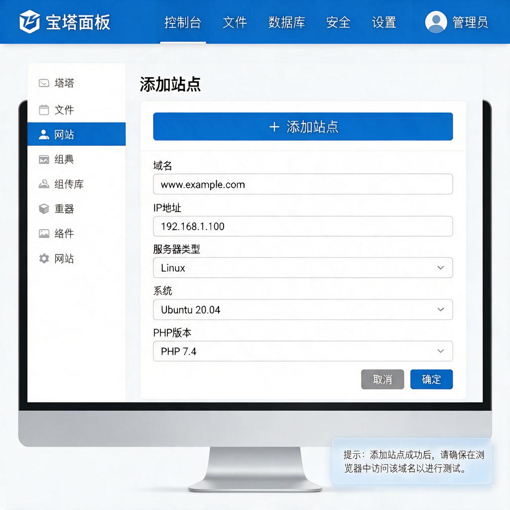 宝塔面板添加站点方法