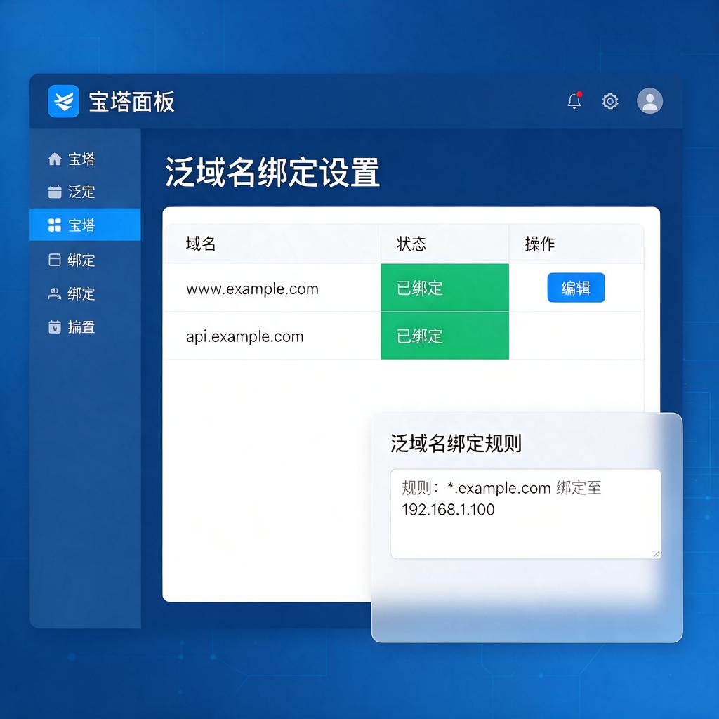 宝塔面板泛域名绑定设置 第1张 宝塔面板泛域名绑定设置 第1张